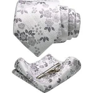 JEMYGINS Conjuntos de corbata floral y clip de corbata_1