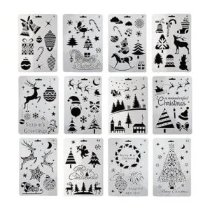 Apol 12 plantillas de plástico para pintura de Papá Noel_6