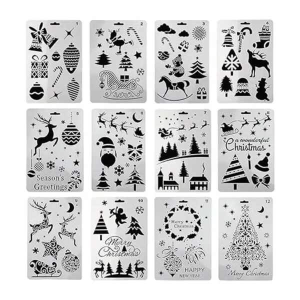 Apol 12 plantillas de plástico para pintura de Papá Noel_6