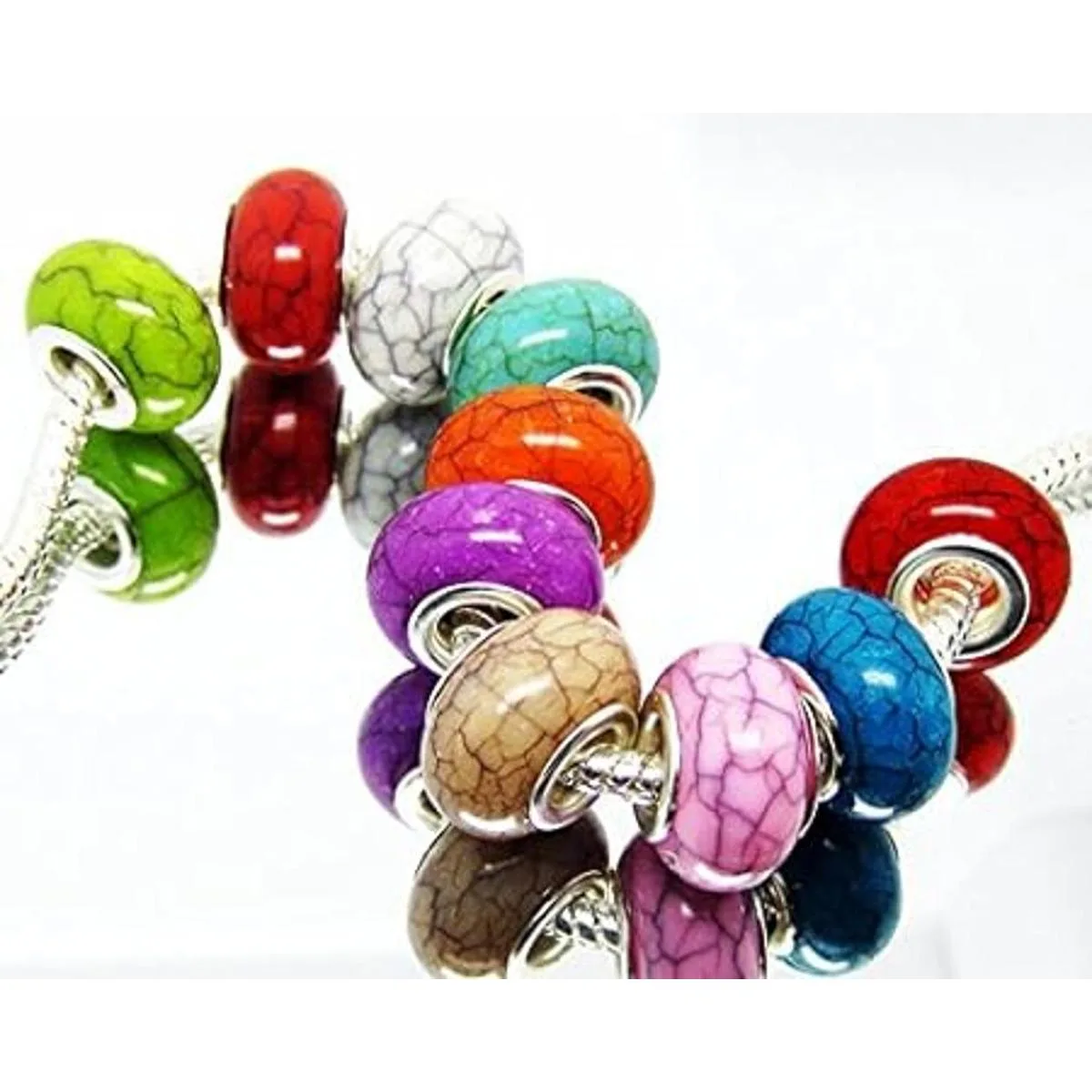 TianBo 100 piezas mezcla de color plateado gran agujero de_6