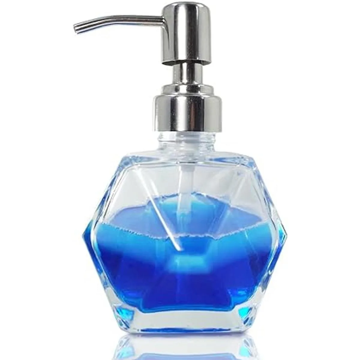 Dispensador de jabón de cristal transparente con forma_6