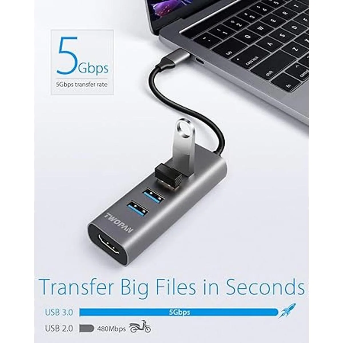 TWOPAN Hub USB C HDMI 4K 5 en 1 USB C a USB Hub 4_5