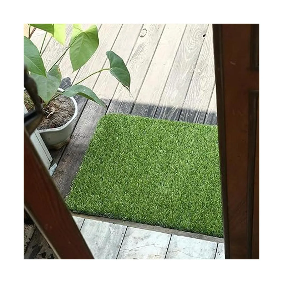MAYSHINE Tapete de césped artificial para puerta para_6