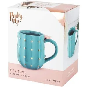 Pinky Up Taza de cactus cerámica verde 3D detalles_7