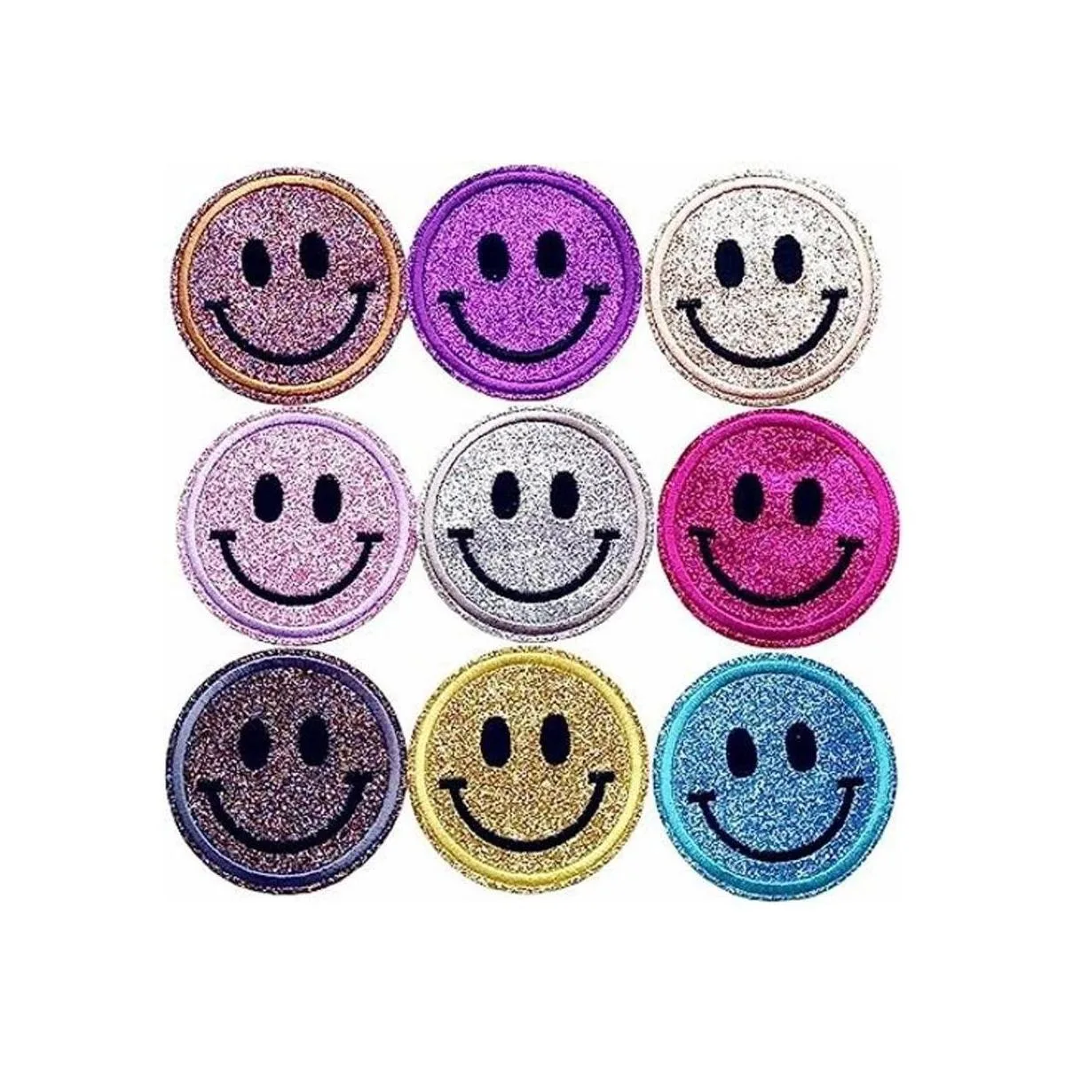 Qingxi Charm 18 piezas brillante chispa sonrisa cara coser_1