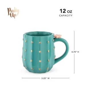 Pinky Up Taza de cactus cerámica verde 3D detalles_2