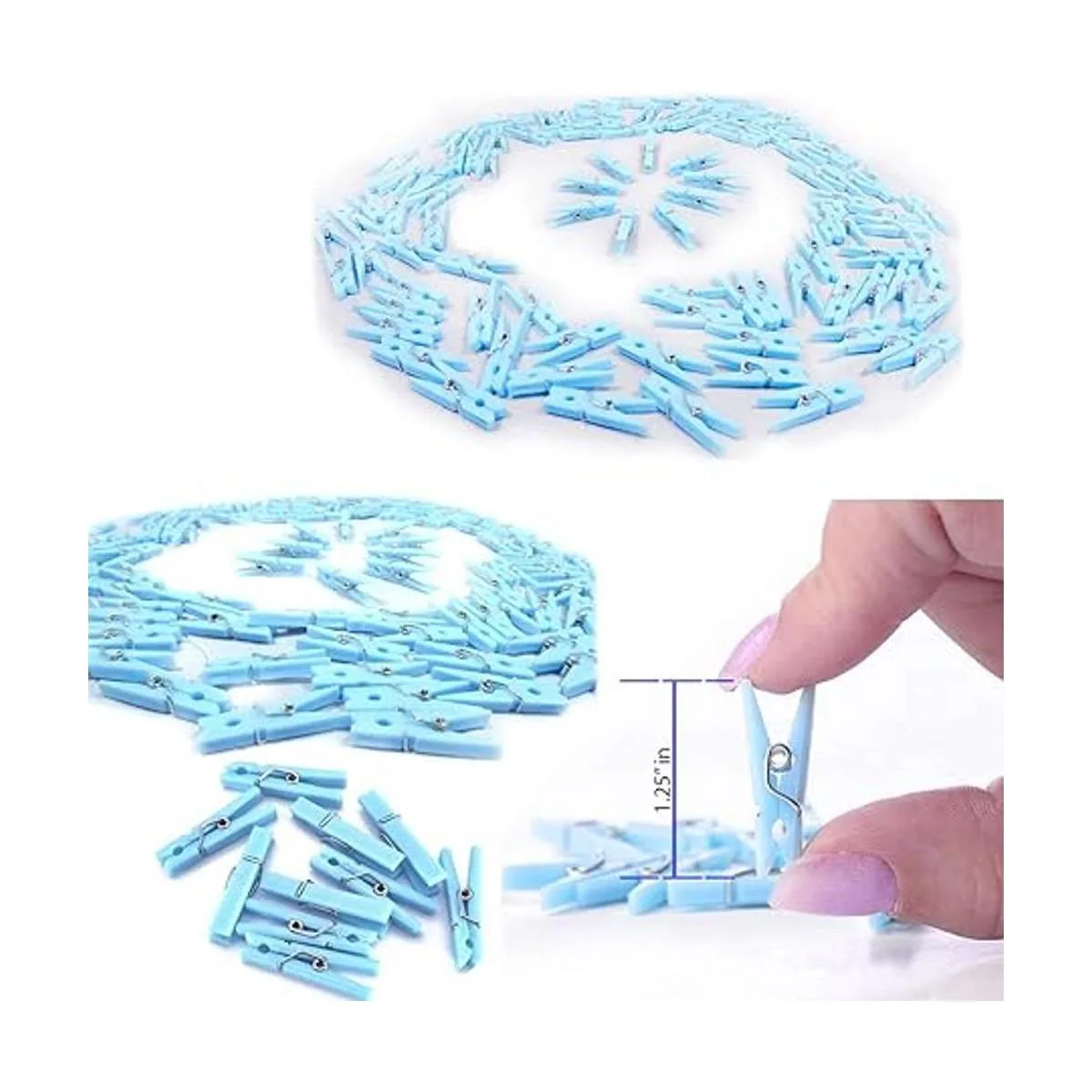 Mini pinzas azules para ropa paquete de 100 pines de 1.25_2