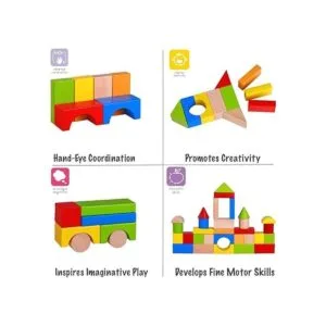 Pidoko Kids Juego de bloques de construcción de madera_4