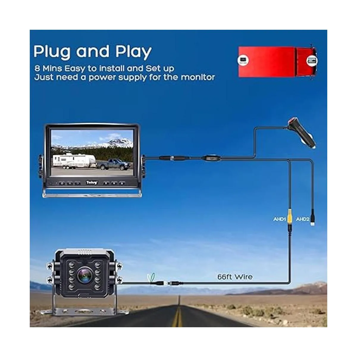 Cámara de respaldo para autocaravana HD 1080P 7 pulgadas_3