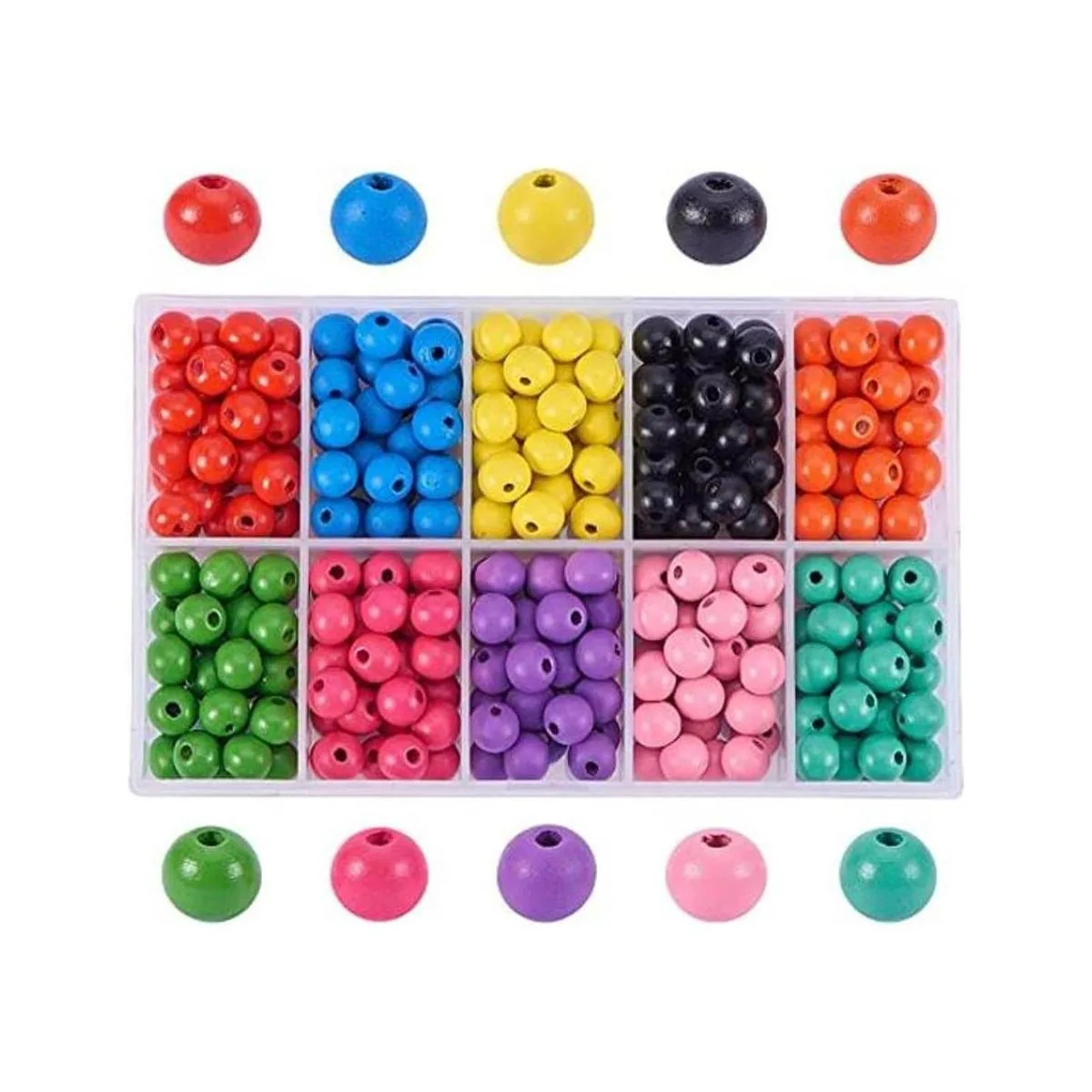 PH PandaHall 250 cuentas de madera de colores de 0.394 in_1