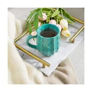 Pinky Up Taza de cactus cerámica verde 3D detalles_4