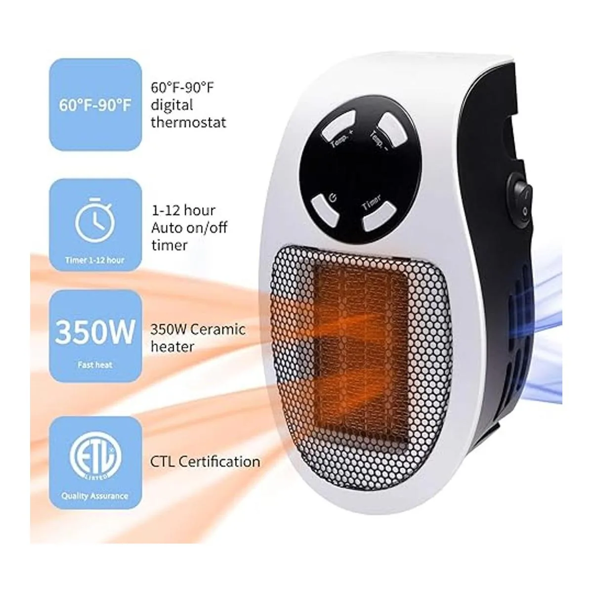 Calentador de espacio de pared portátil de 350 W con_3