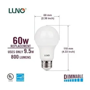LUNO Bombilla LED regulable A19 9.5 W equivalente a 60_3