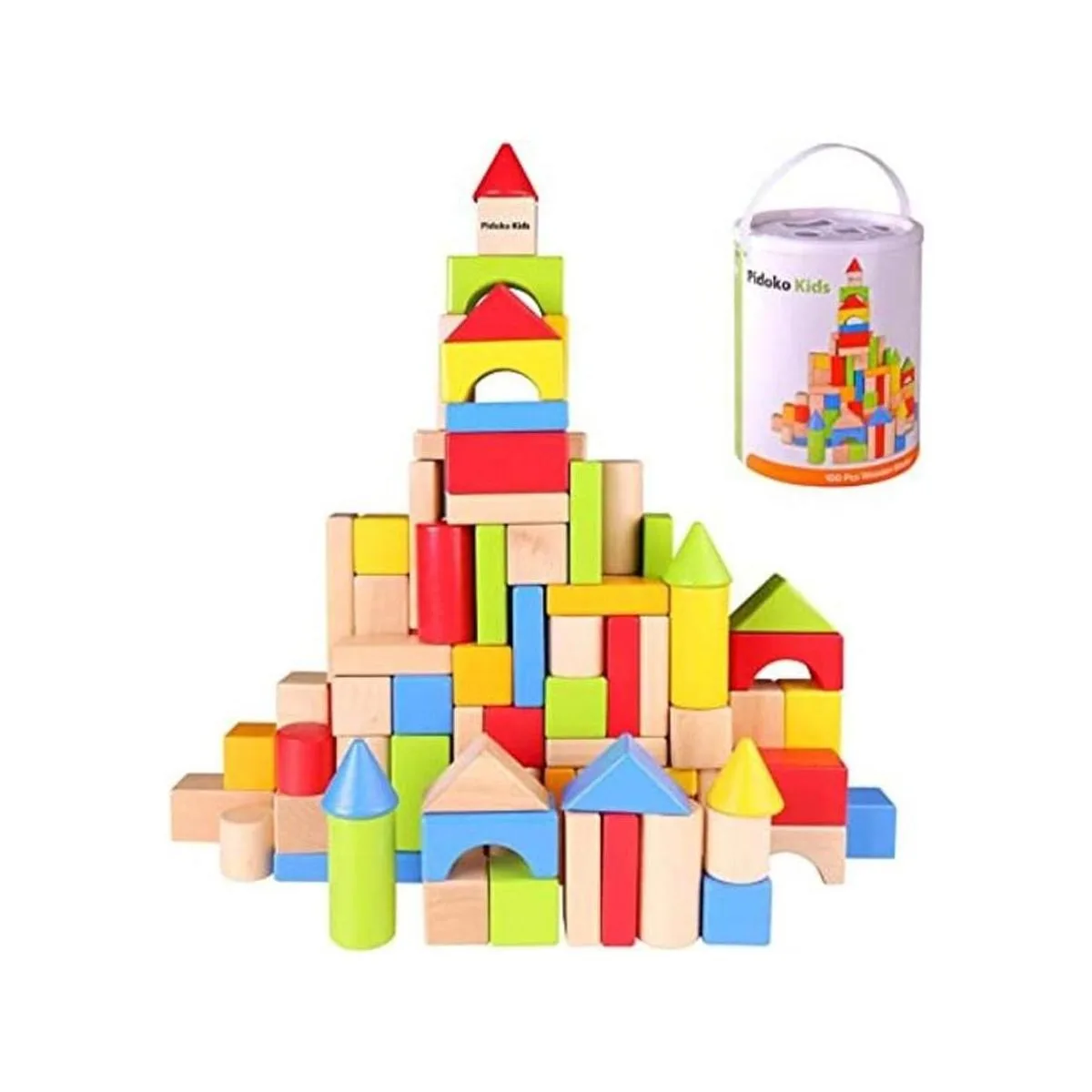 Pidoko Kids Juego de bloques de construcción de madera_1