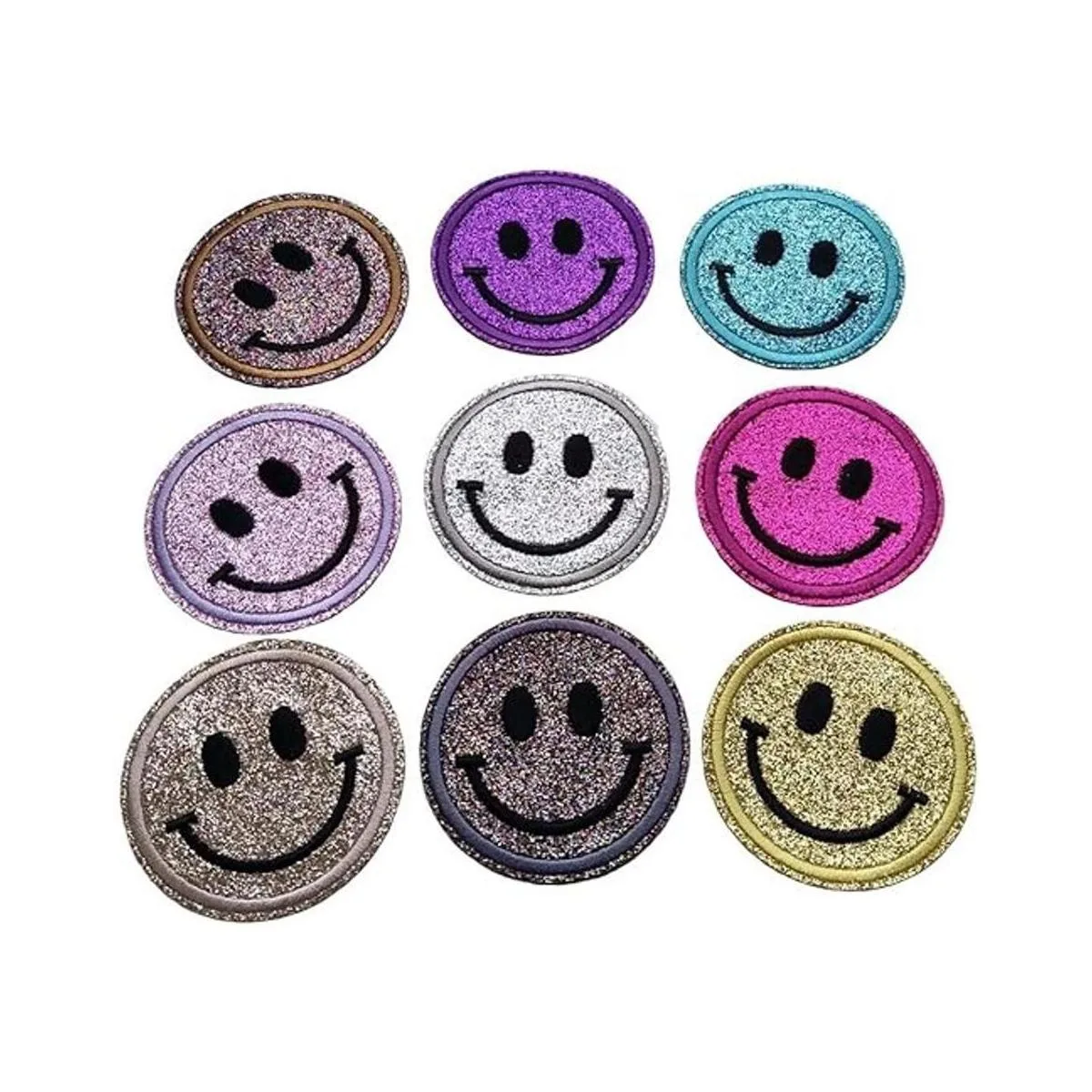 Qingxi Charm 18 piezas brillante chispa sonrisa cara coser_2