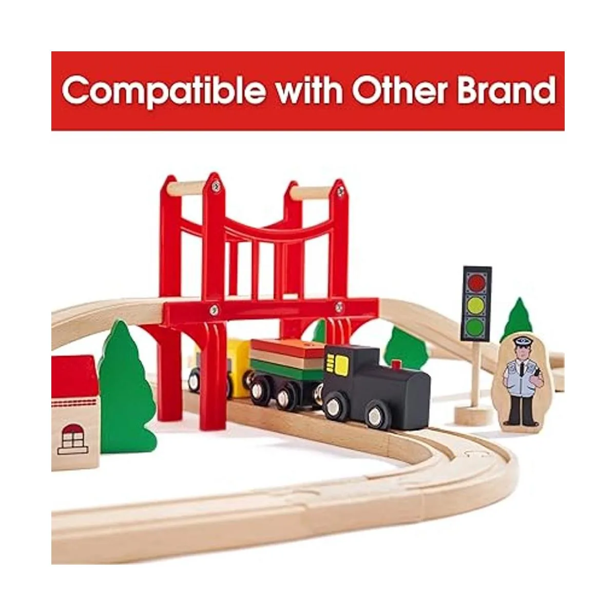 Tiny Land Juego de tren de madera para niños pequeños 39_3