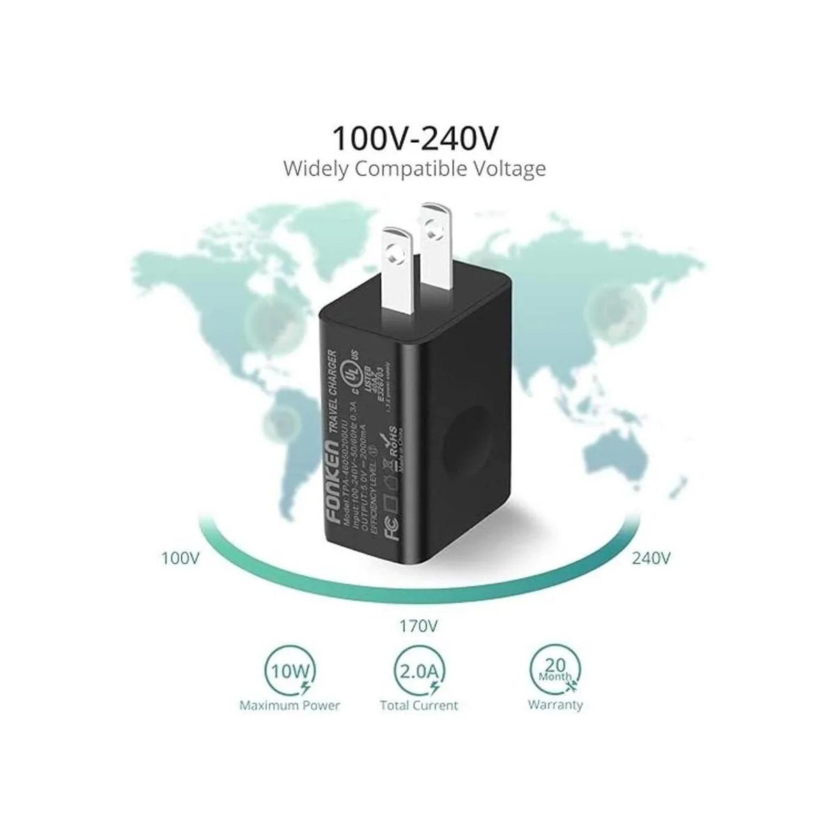 FONKEN Cargador de pared USB adaptador de corriente de 5_5