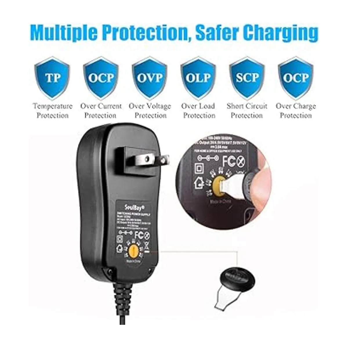 SoulBay Adaptador de corriente alterna universal de 36 W_2