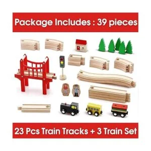 Tiny Land Juego de tren de madera para niños pequeños 39_2