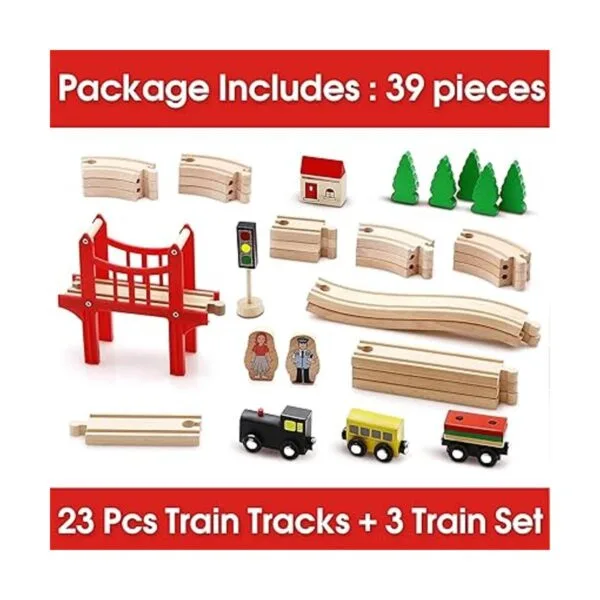 Tiny Land Juego de tren de madera para niños pequeños 39_2
