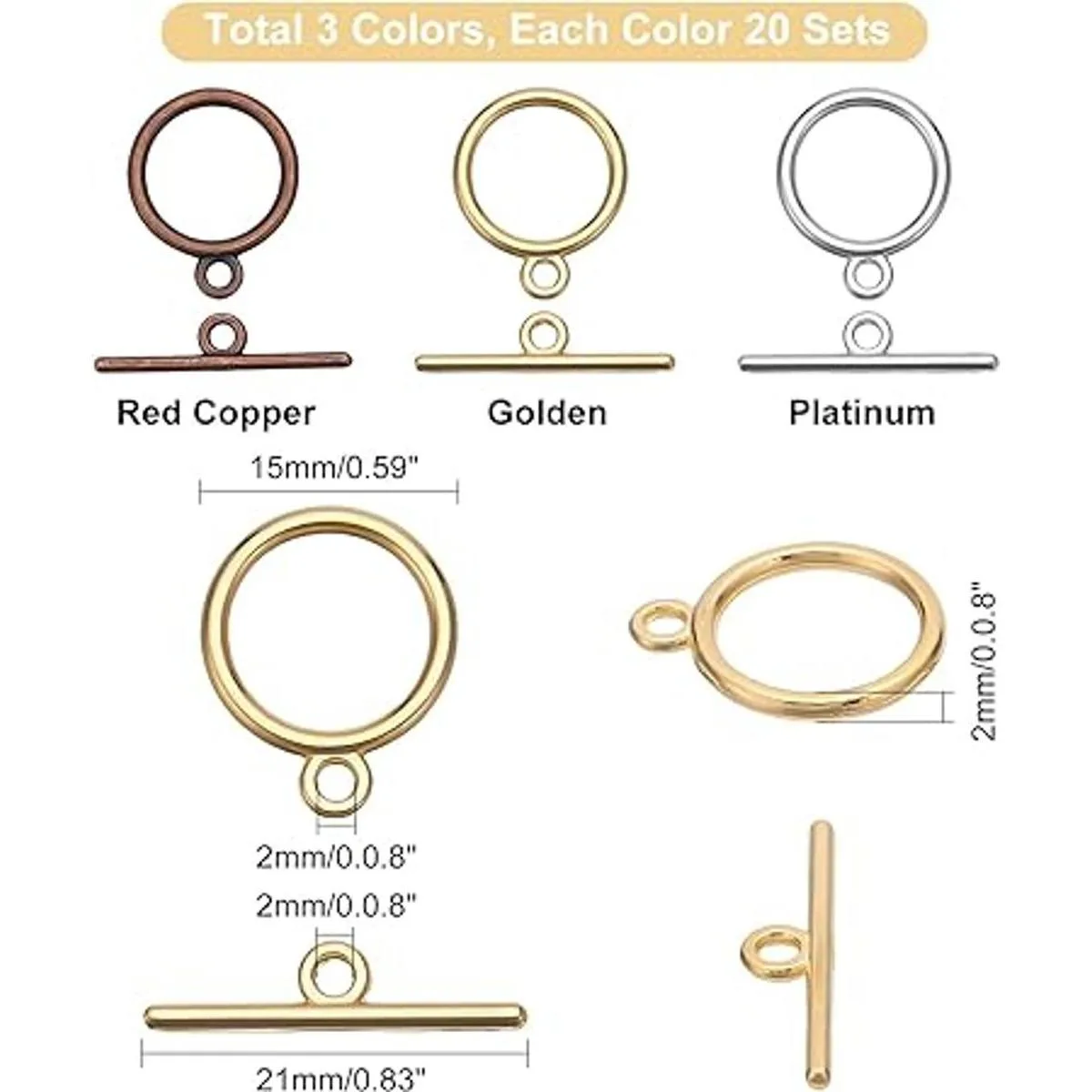 PH PandaHall 60 juegos de cierres de palanca cierre de_6