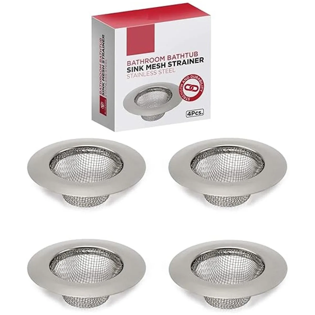 4 coladores de malla de acero inoxidable para bañera de_1