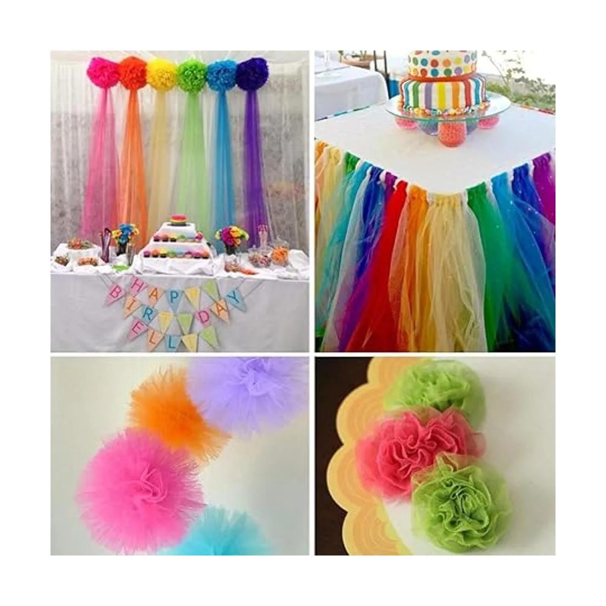 Supla Rollos de tul arcoíris de 8 colores en rollo de tela_4