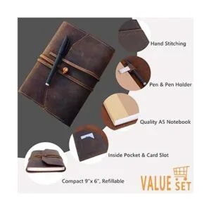 Cuaderno A5 de cuero cuaderno en blanco_4