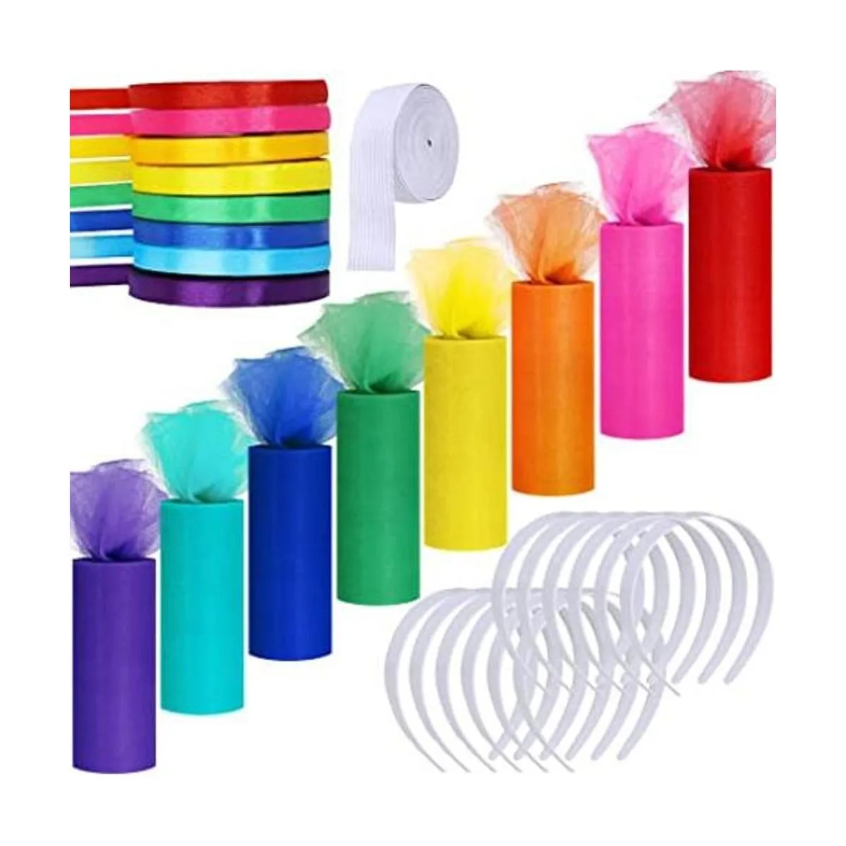 Supla Rollos de tul arcoíris de 8 colores en rollo de tela_1