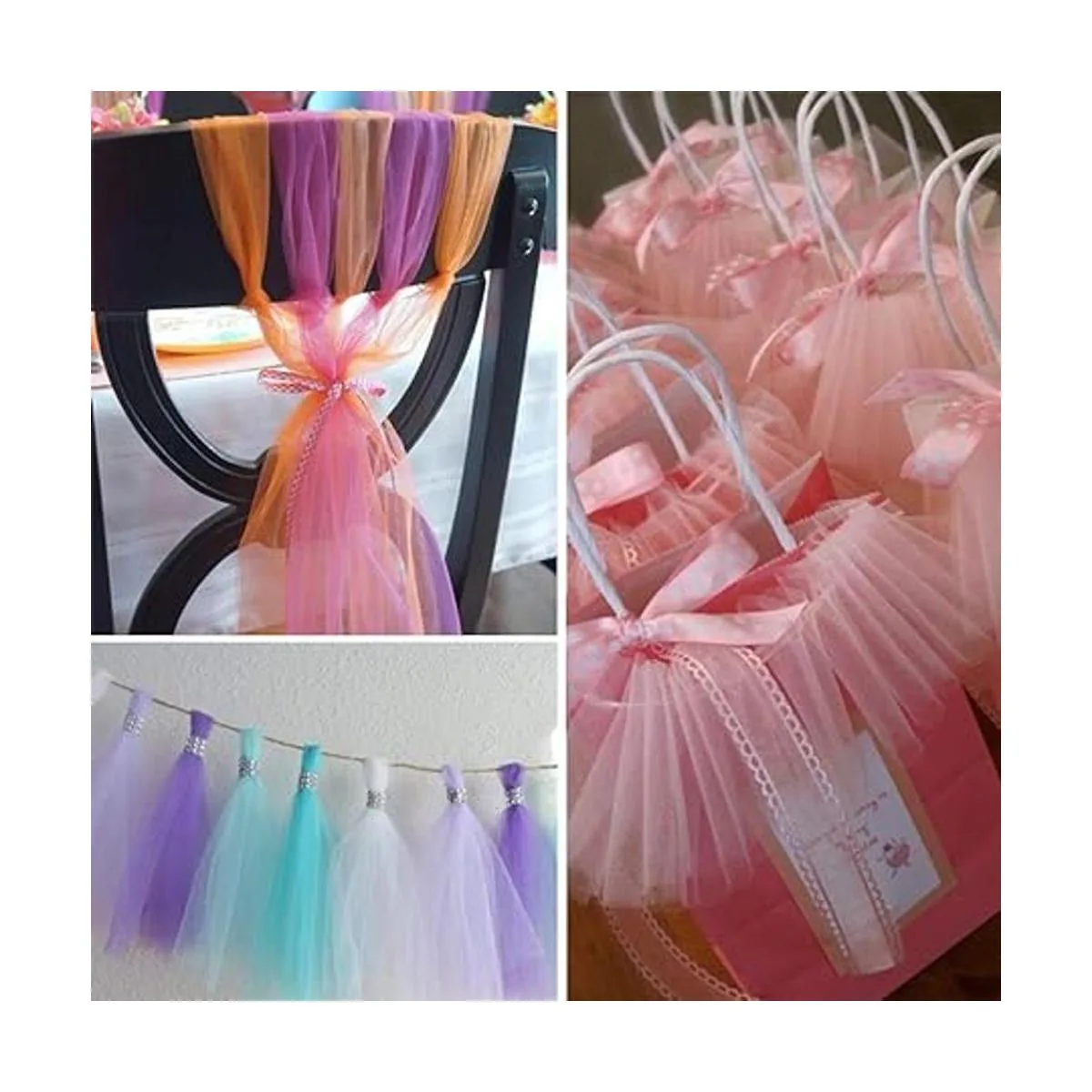 Supla Rollos de tul arcoíris de 8 colores en rollo de tela_7