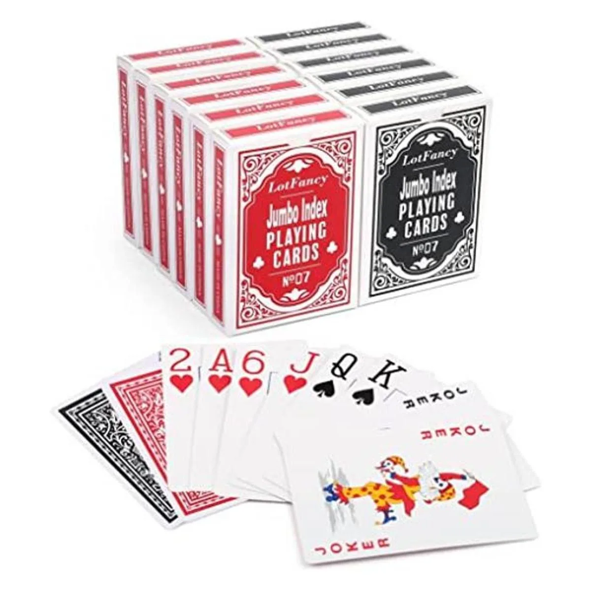 LotFancy Naipes de juego índice jumbo 12 barajas de_1