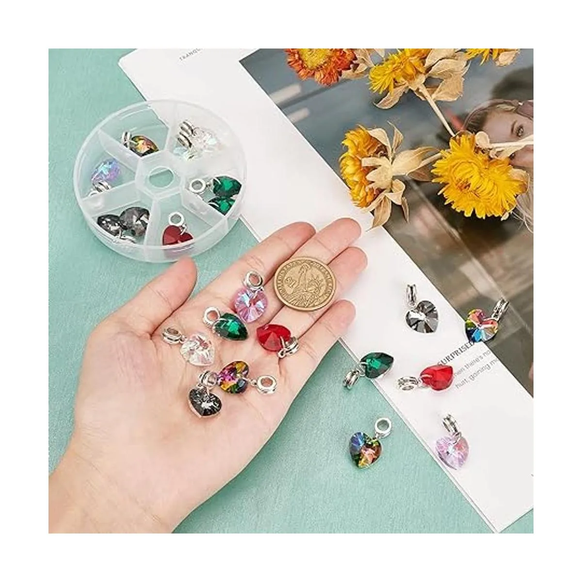 PH PandaHall Colgantes de cristal de corazón de 6 colores_6