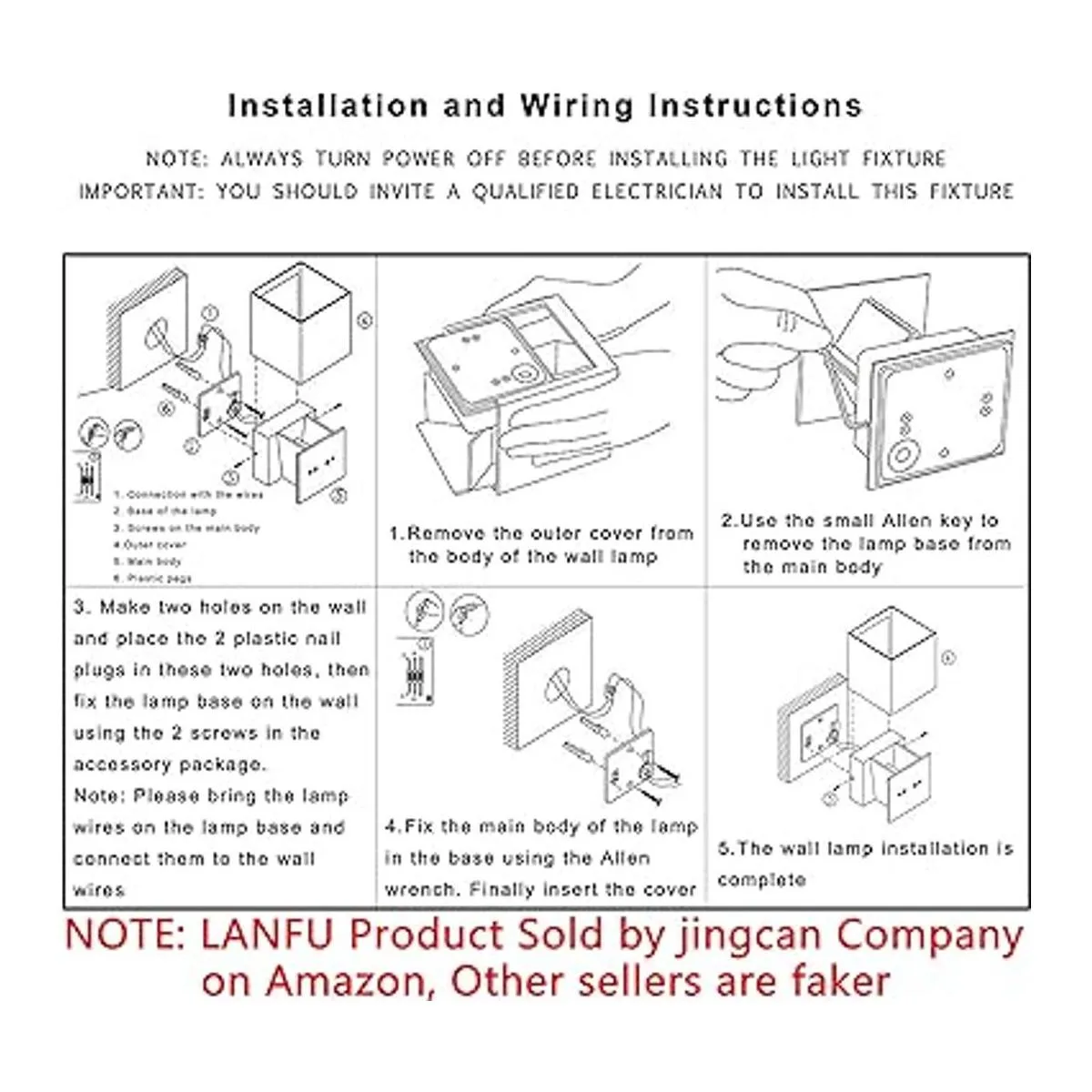 LANFU Lámpara de pared LED impermeable de aluminio luz_4