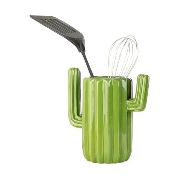 MyGift Soporte para utensilios de cerámica verde estilo_4