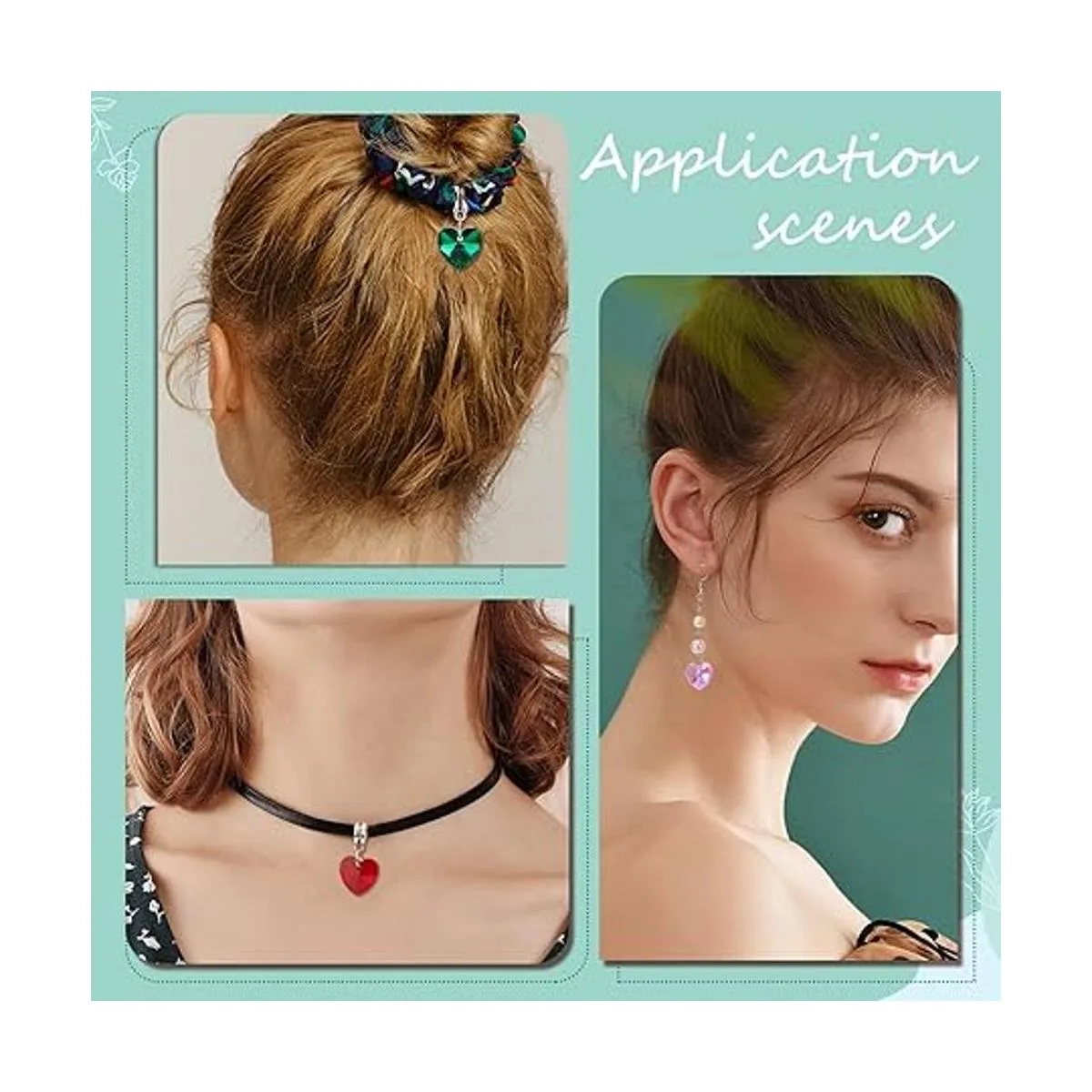 PH PandaHall Colgantes de cristal de corazón de 6 colores_5