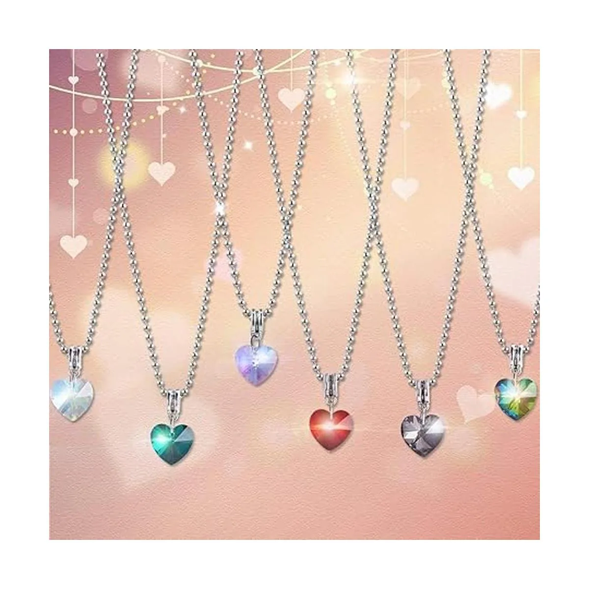 PH PandaHall Colgantes de cristal de corazón de 6 colores_4