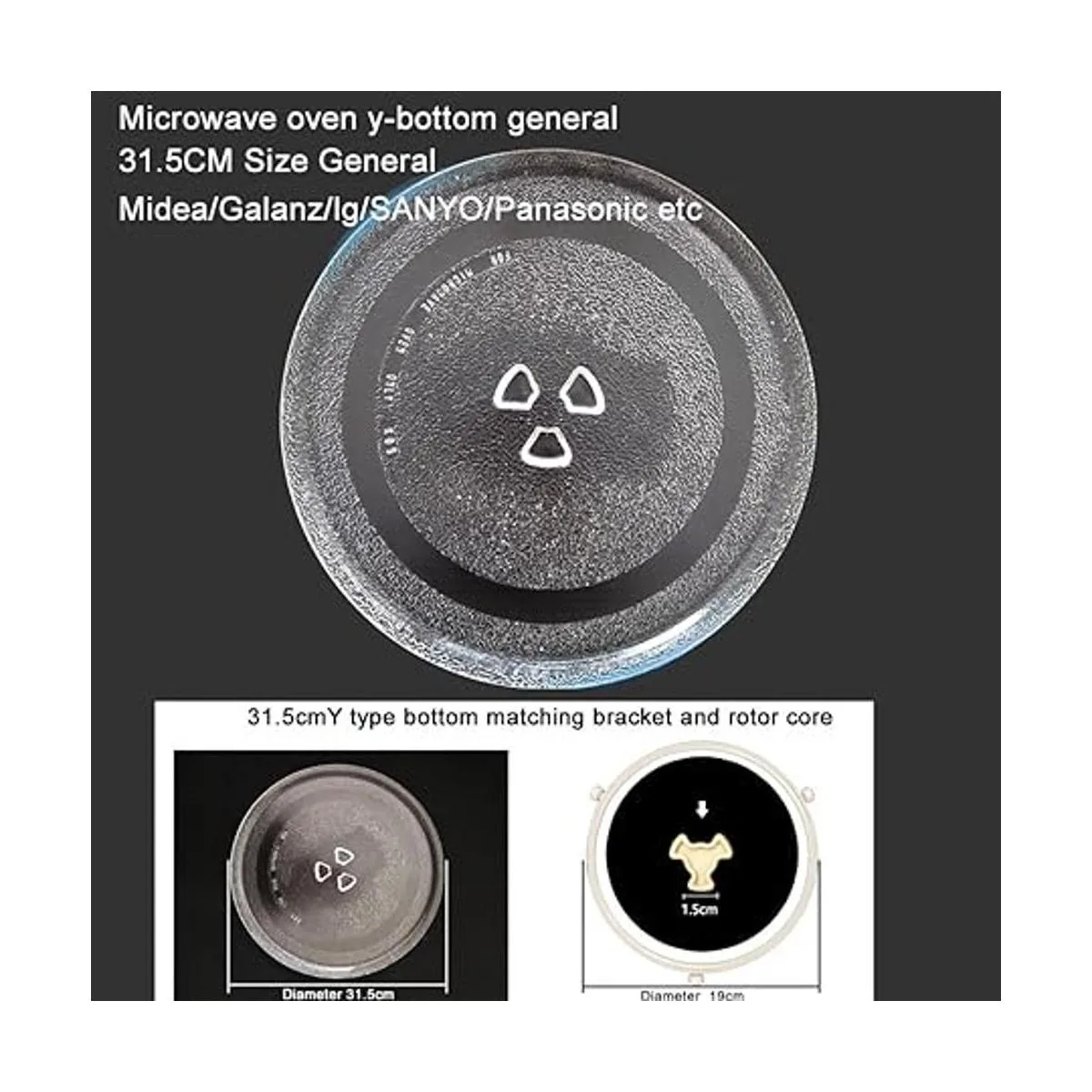 Bandeja de vidrio de repuesto para microondas de 12.4 in_3