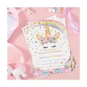 AMZTM Invitaciones de fiesta de unicornio mágico con_3