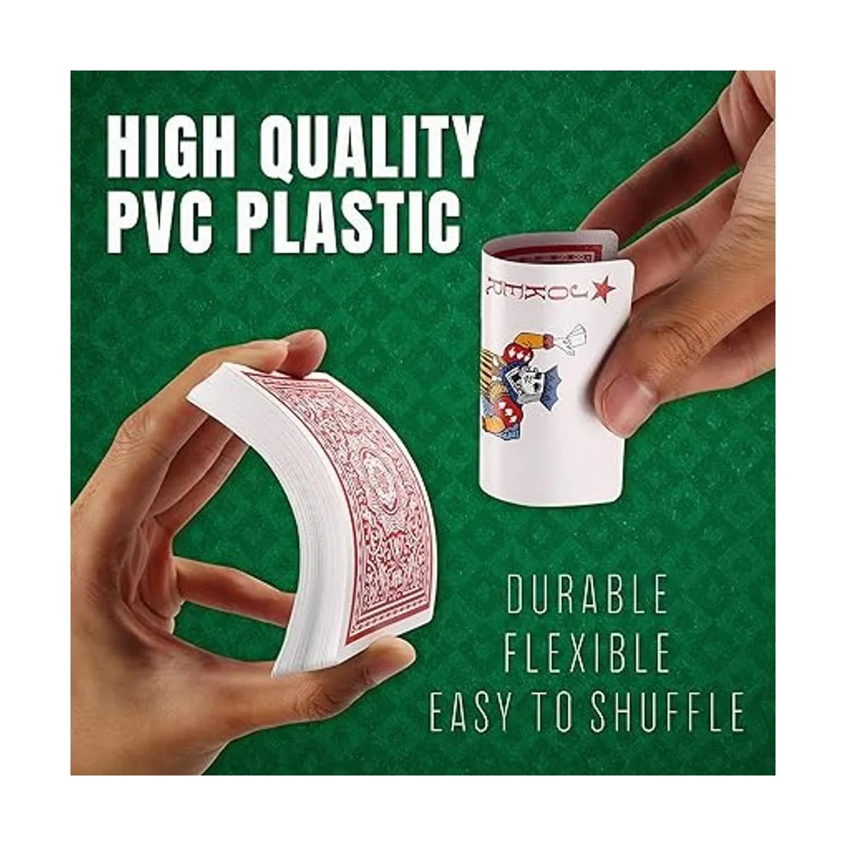 LotFancy Cartas de plástico Jumbo Index 2 barajas de_3