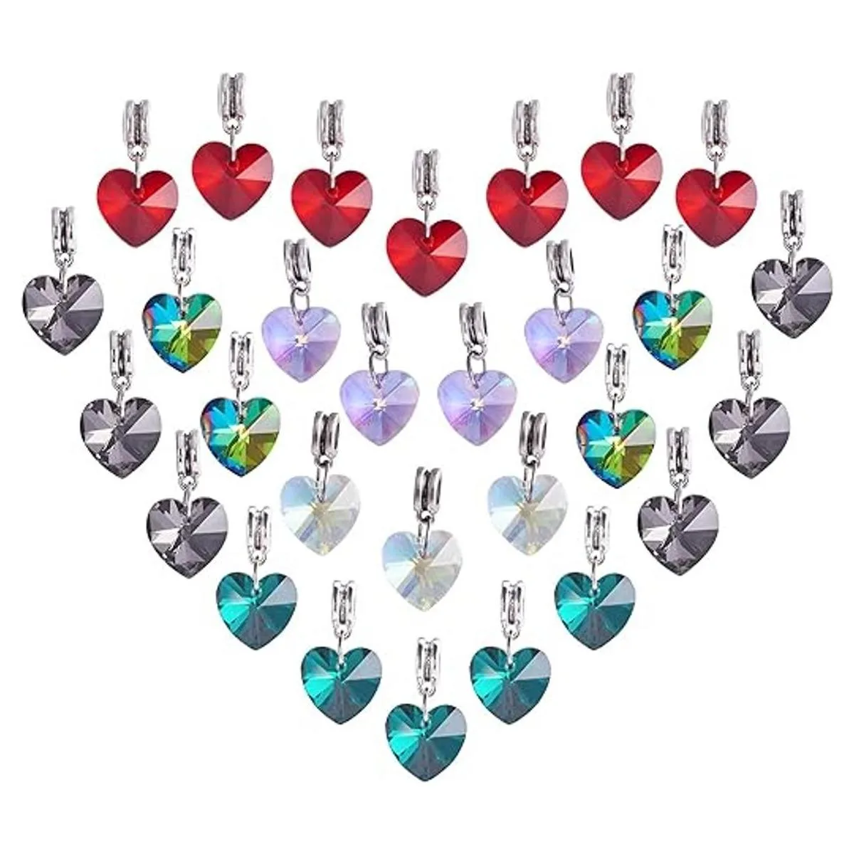 PH PandaHall Colgantes de cristal de corazón de 6 colores_1