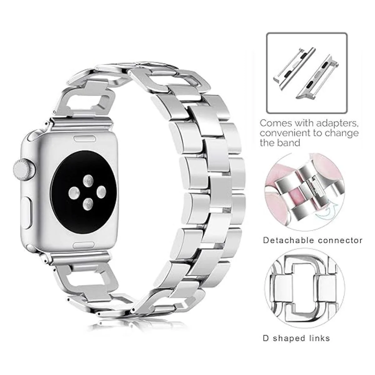 OULUCCI Correa de acero inoxidable compatible con Apple_2