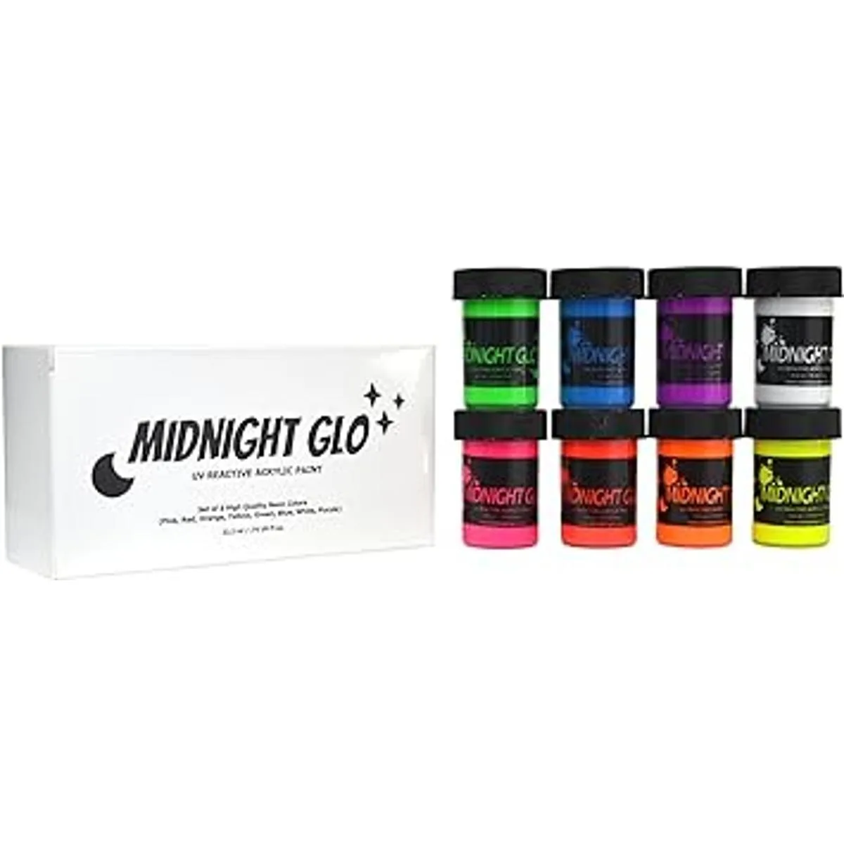 Midnight Glo Juego de 8 botellas de pintura acrílica negra_2