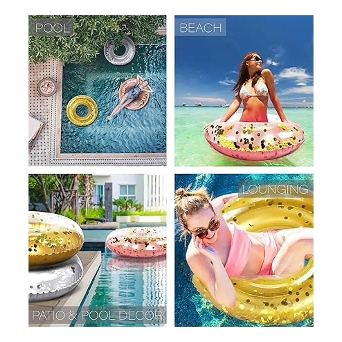 Mozlly Paquete de 3 tubos flotantes inflables de plata_3