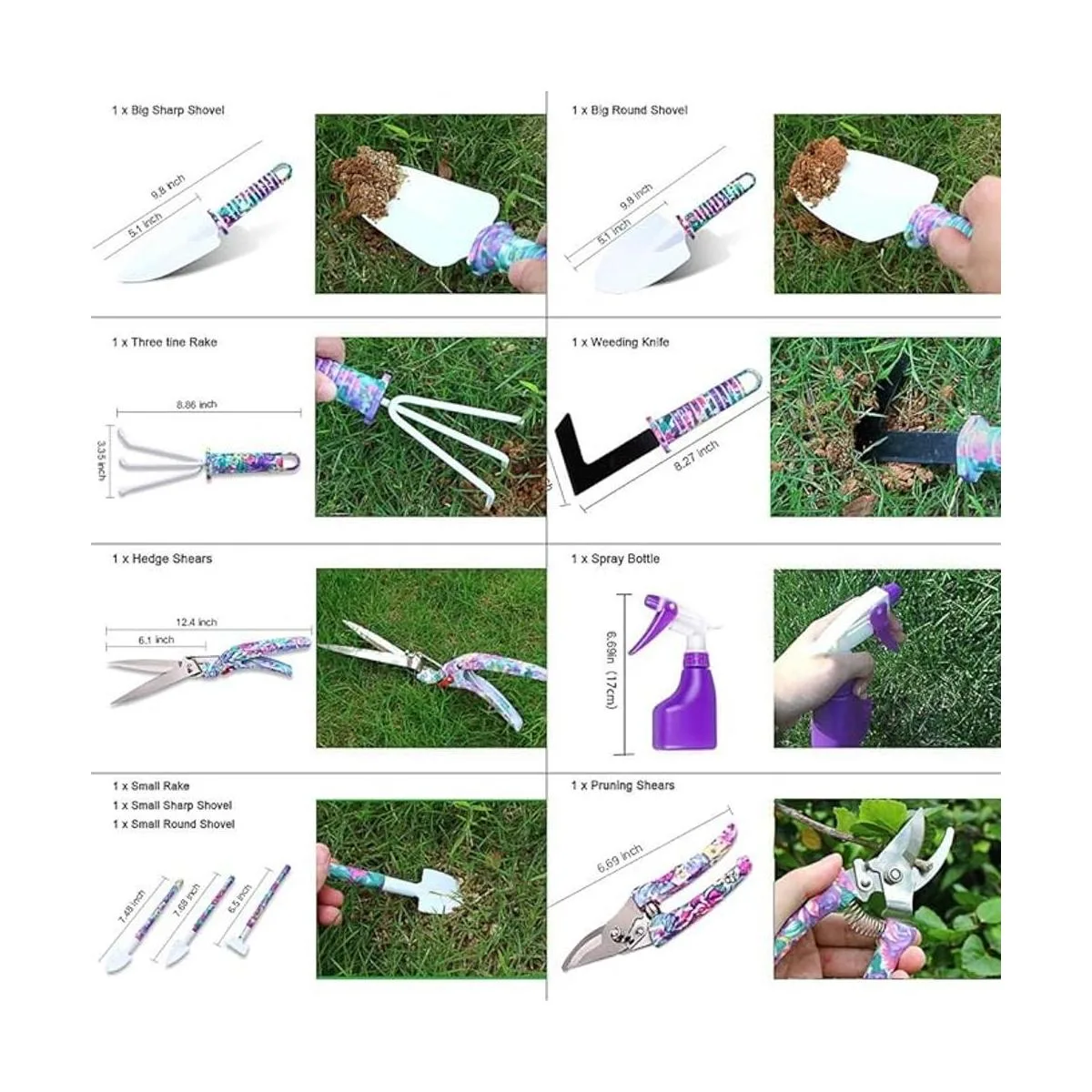 JUMPHIGH Juego de 10 herramientas de jardinería con_3
