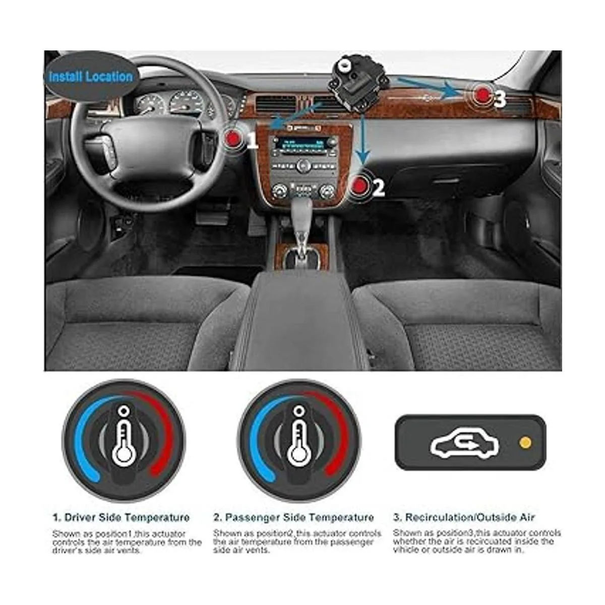 Juego de 2 palancas de puerta de aire HVAC para Chevrolet_2