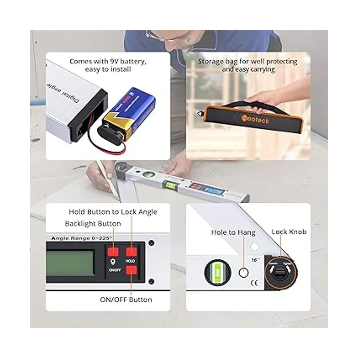 Neoteck Buscador digital de ángulo de aluminio de 225 16_2