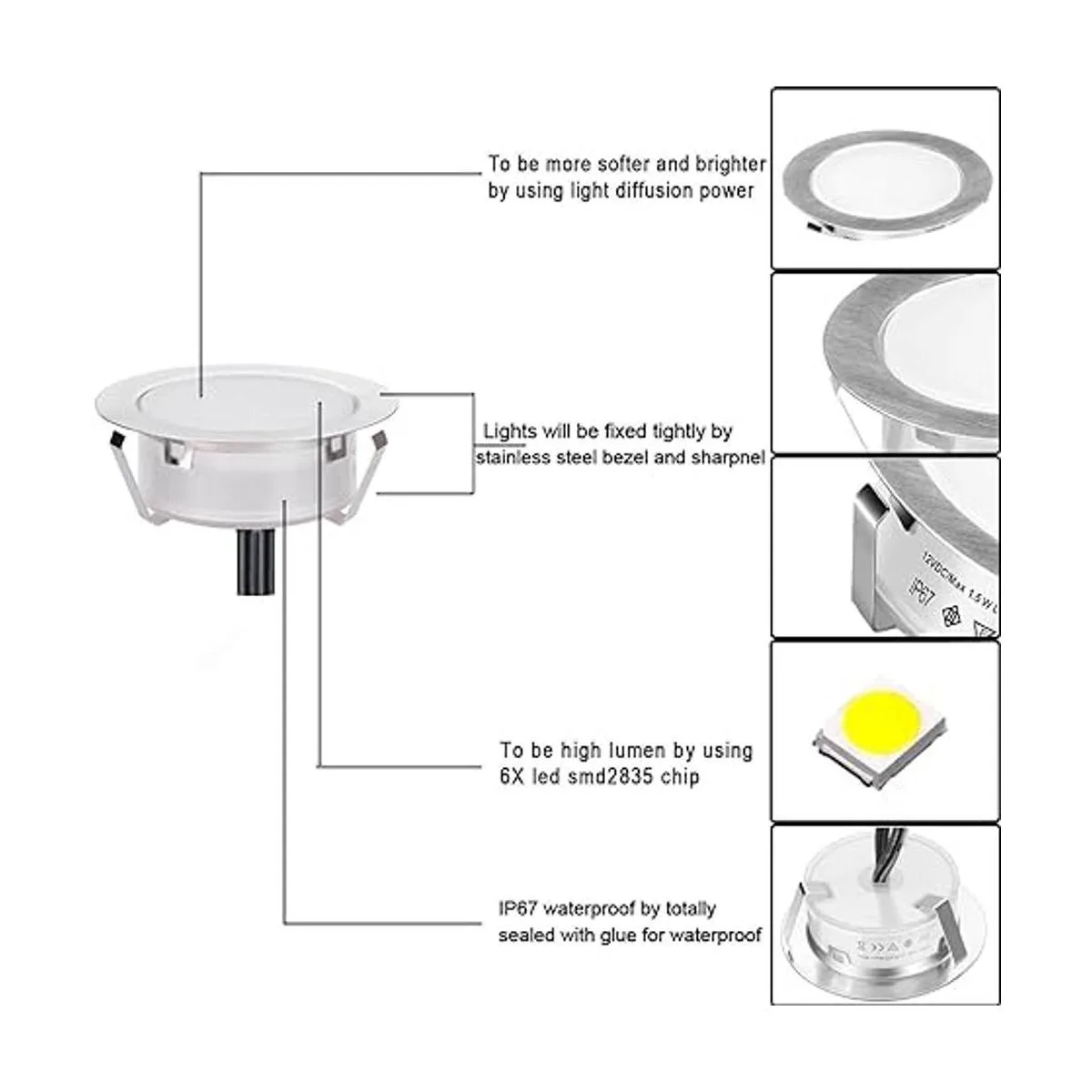 Paquete de 6 luces LED empotrables iluminación SMY_4