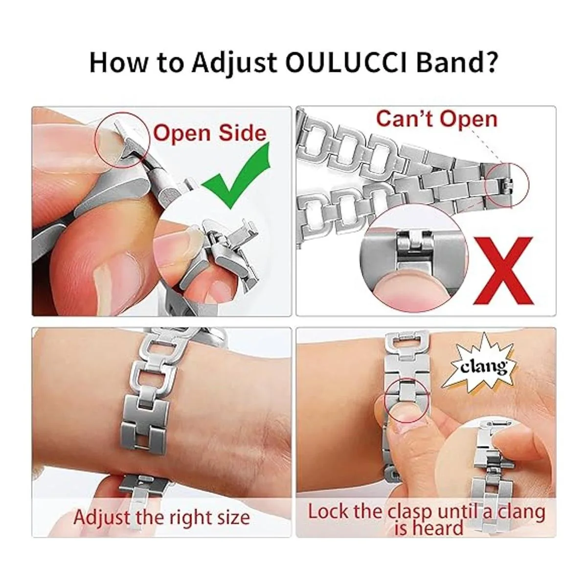 OULUCCI Correa de acero inoxidable compatible con Apple_3