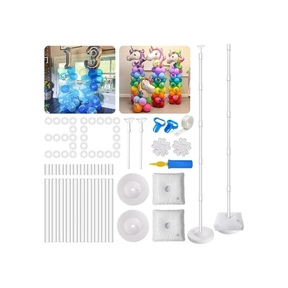 Juego de 2 soportes de columna de globo con base y barra_1