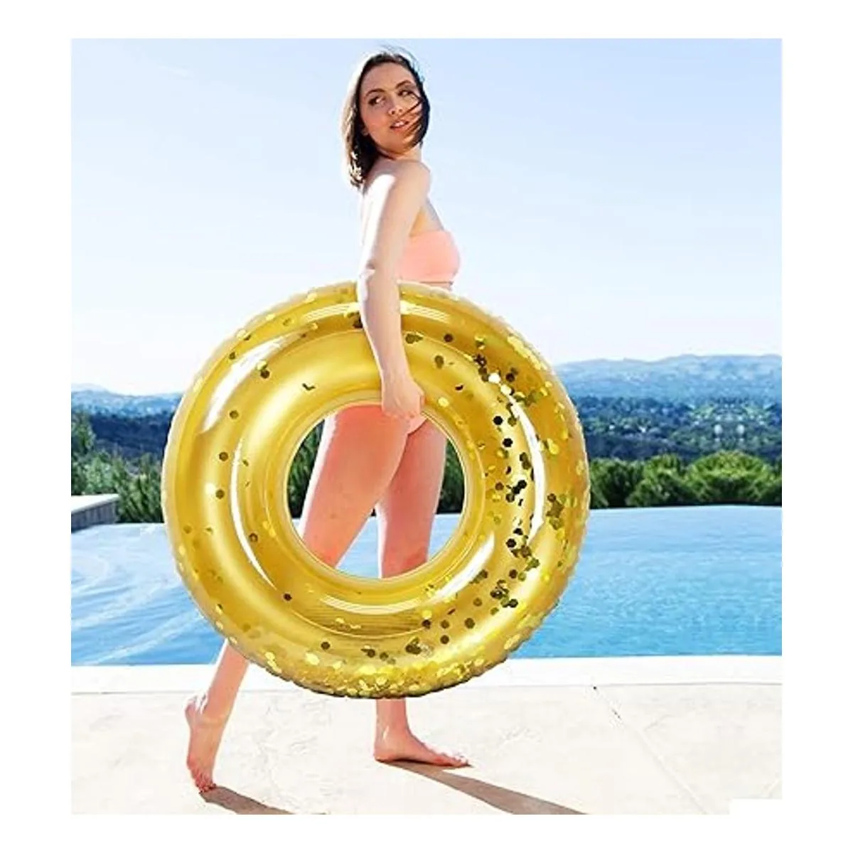 Mozlly Paquete de 3 tubos flotantes inflables de plata_6